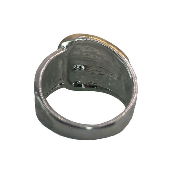 Silver and Gold Belt Buckle Ring - Size 9 - Picture 6 of 7